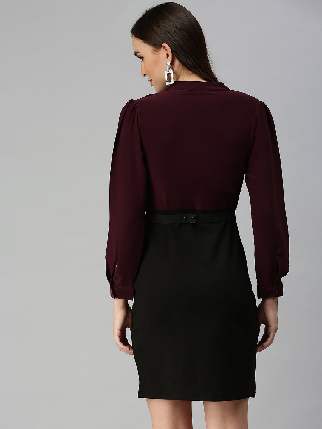 Women's V-Neck Solid Bodycon Violet Dress