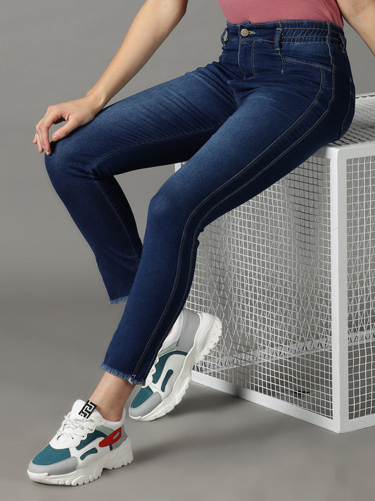 Women's Blue High-Rise Light Fade Stretchable Cotton Jeans